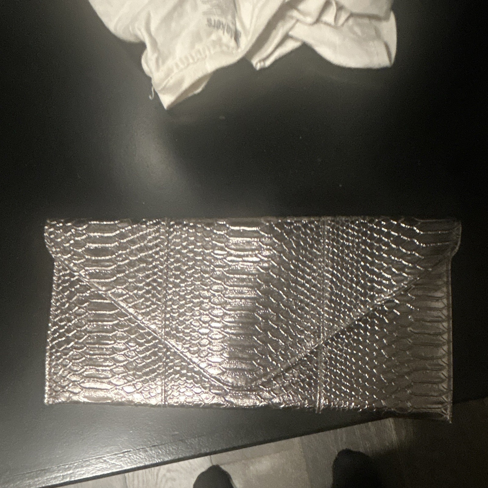 Urban Expressions Metallic Silver Snake Skin Effect Clutch Snap