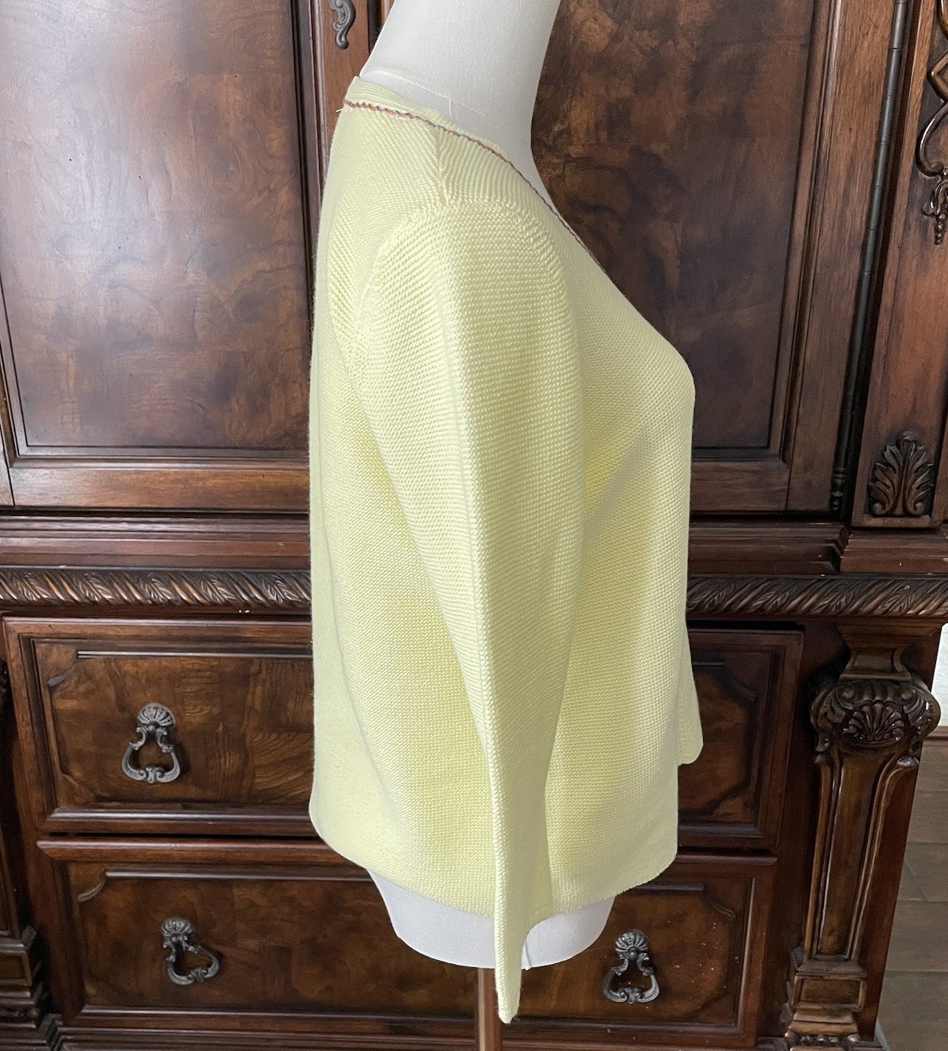 J.Jill Lemon Yellow Knit Sweater Petite Small 3/4 Sleeve Coastal Quiet Luxury