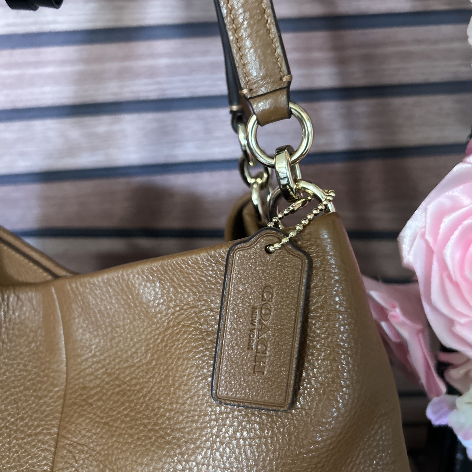 Coach Madison Phoebe 26224 Brown Pebbled Leather Hobo Shoulder Bag Purse