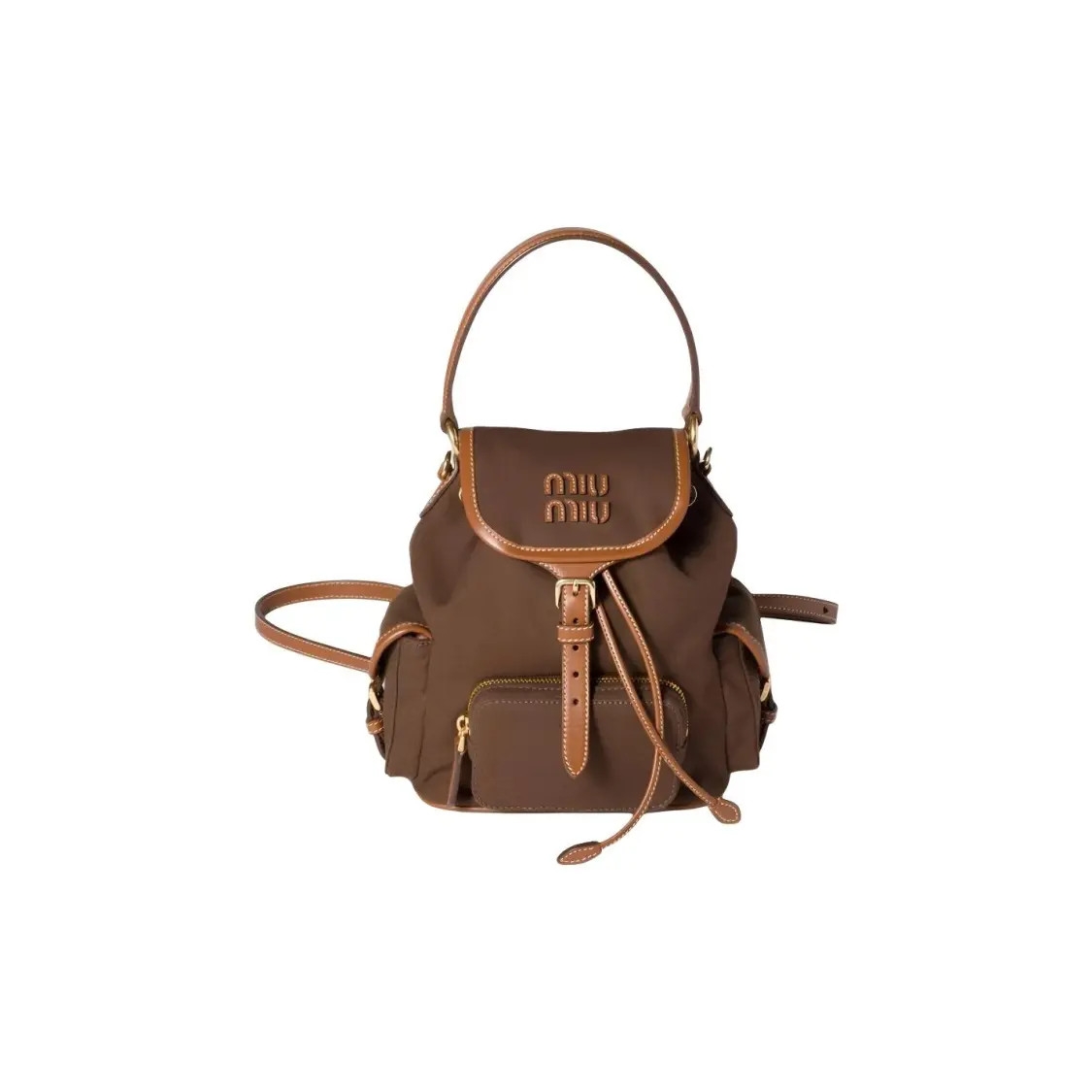 MIU MIU Cotton Backpack Regular Women’s Cocoa Brown Brandy 7×4.5×8.6 in