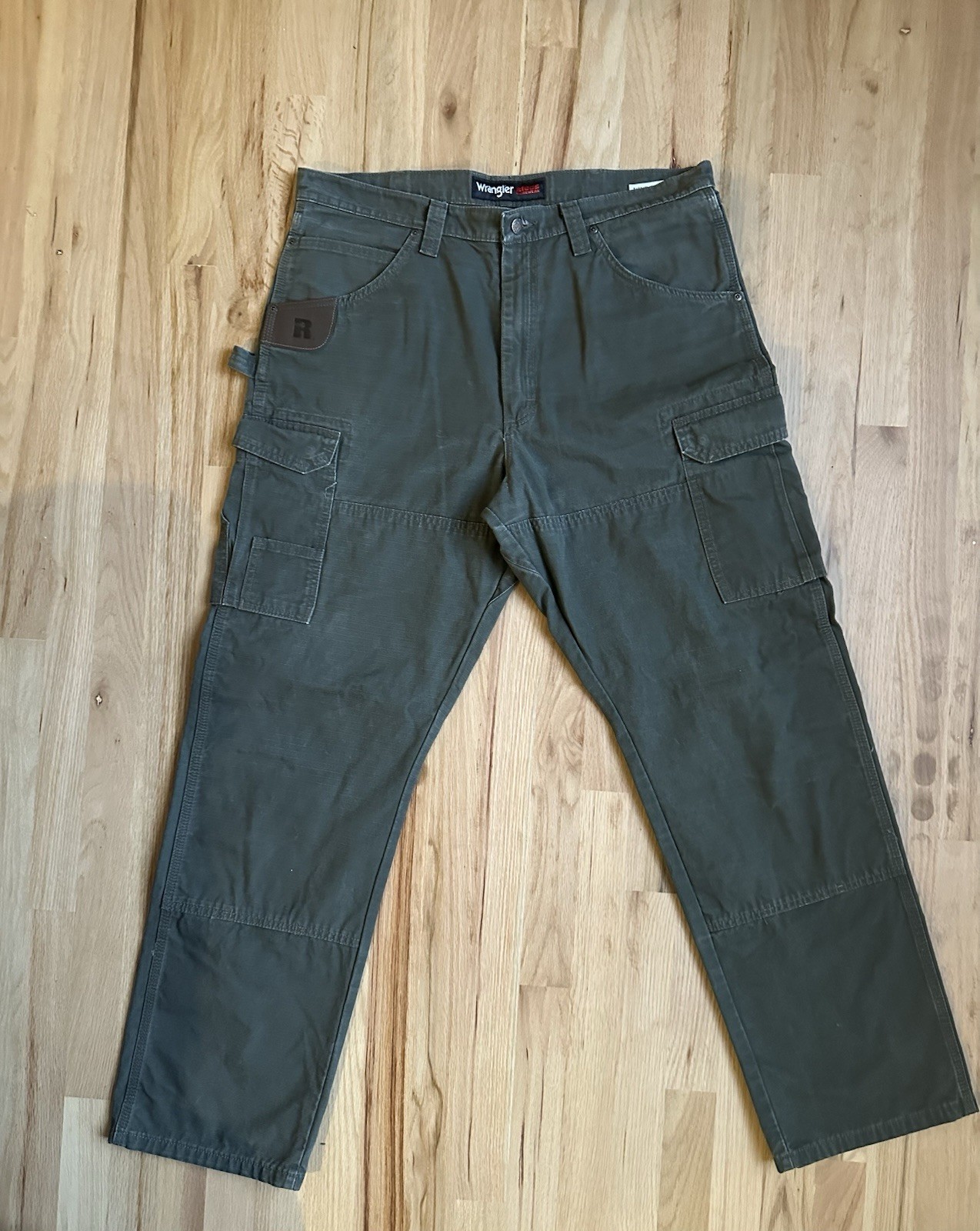 Wrangler Riggs Workwear Mens Ripstop Cargo Pants Olive Green 36×34 Work Utility