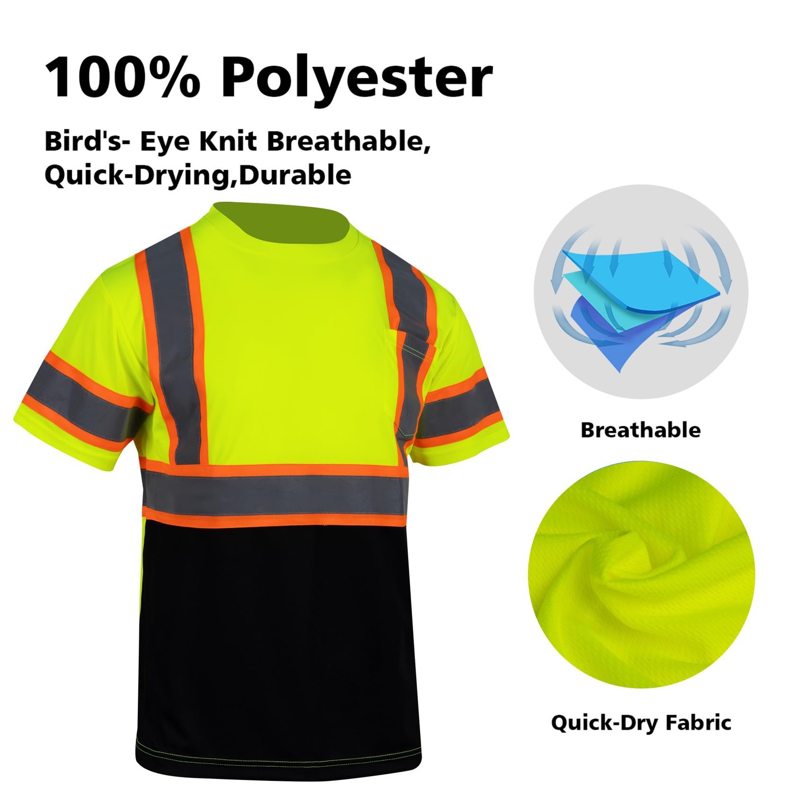 Hi Vis Reflective Safety Shirts for Men ANSI Class 3 High Visibility Construc…