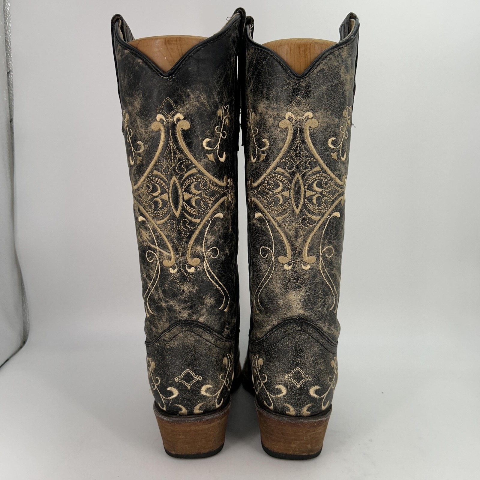 Circle G Boots Womens Size 7.5 L5048 Embroidered Crackle Western Cowgirl Leather