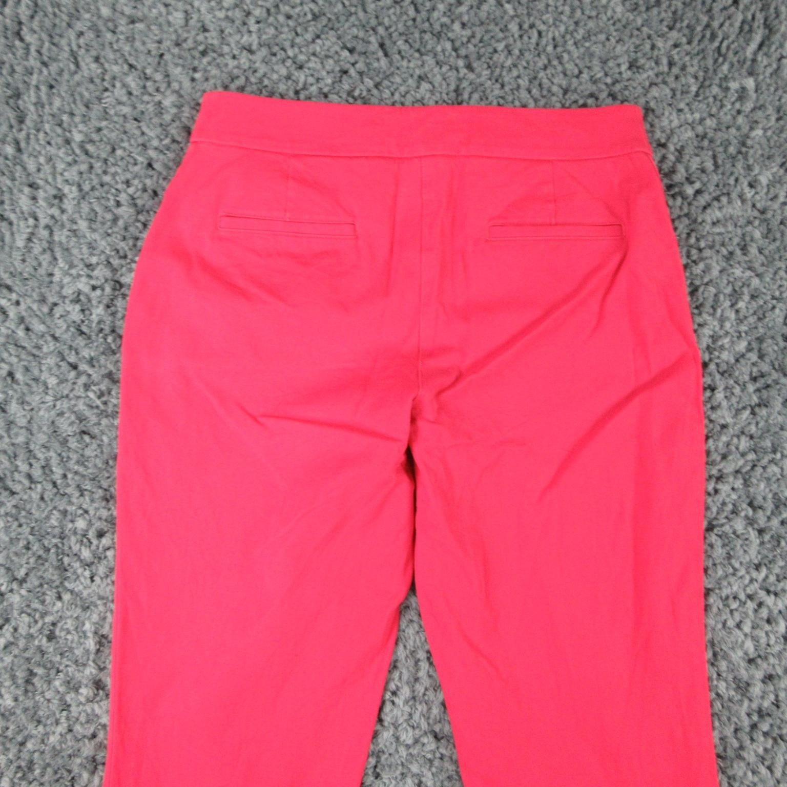 Talbots Pants Womens 6 Pink Capri Curvy Twill Flat Front Zip Button Hem 30×25.5*