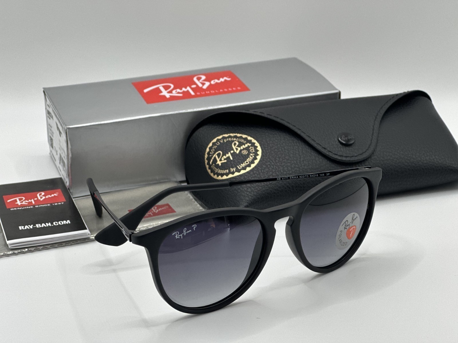 Ray-Ban RB4171 622/T3 Erika Polarized Gradient Lens Rubber Matte Black 54mm