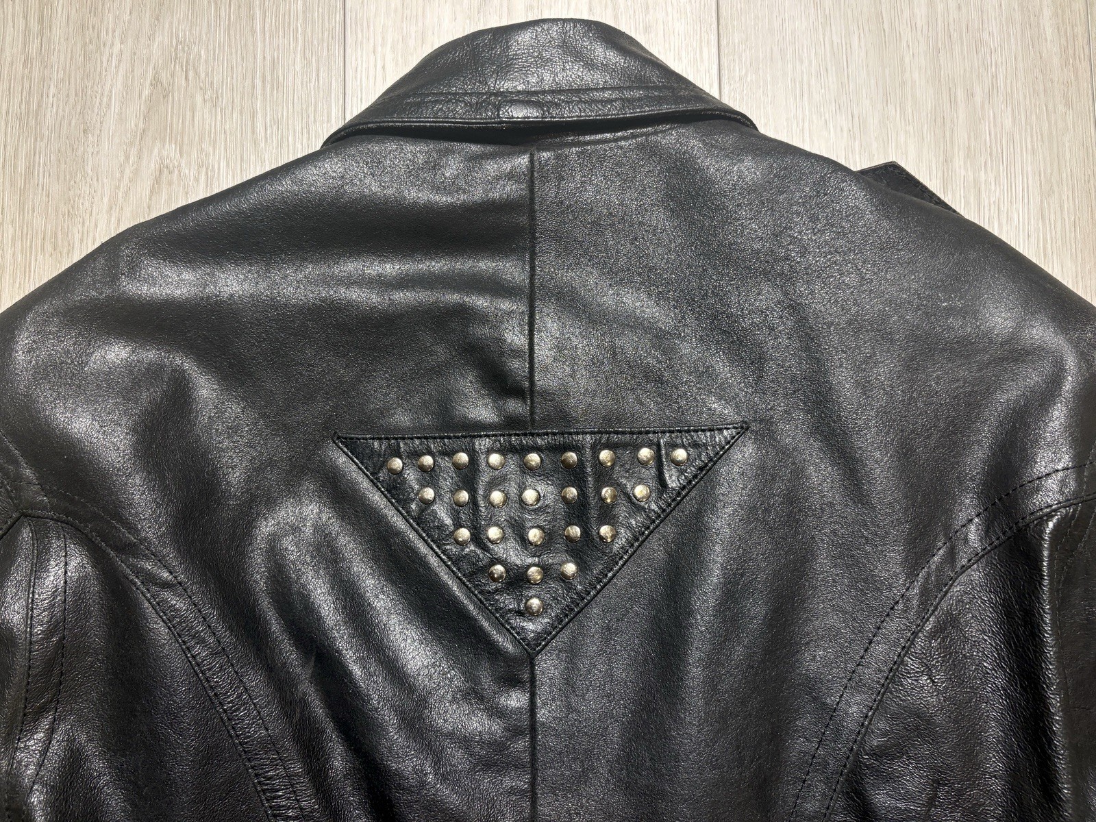 VTG 80s 90s Open Road Studded Leather Moto Jacket Brando Punk Biker Belted M