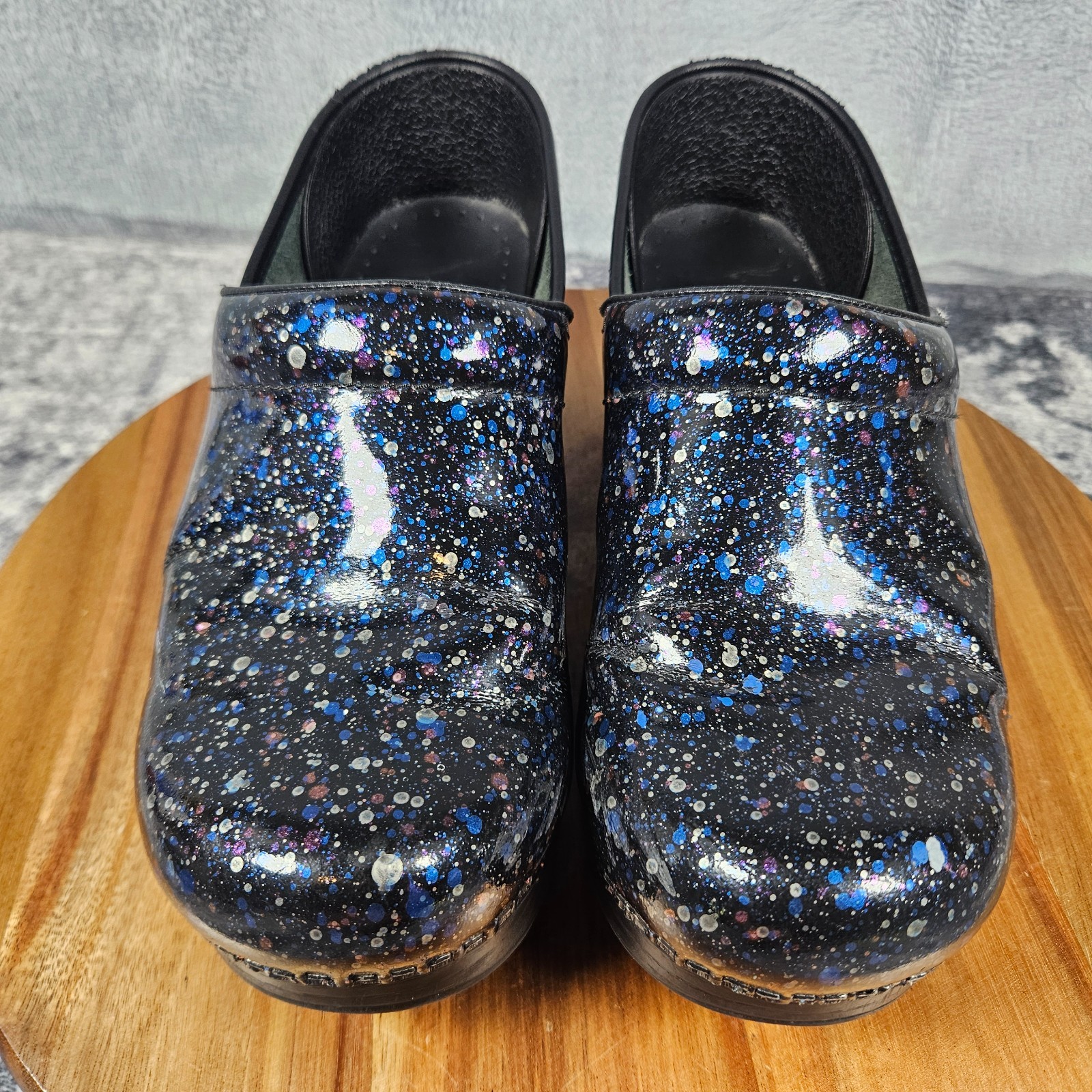 Dansko Professional Clogs Black Multicolor Paint Splatter Slip On EU 39 US 8.5–9