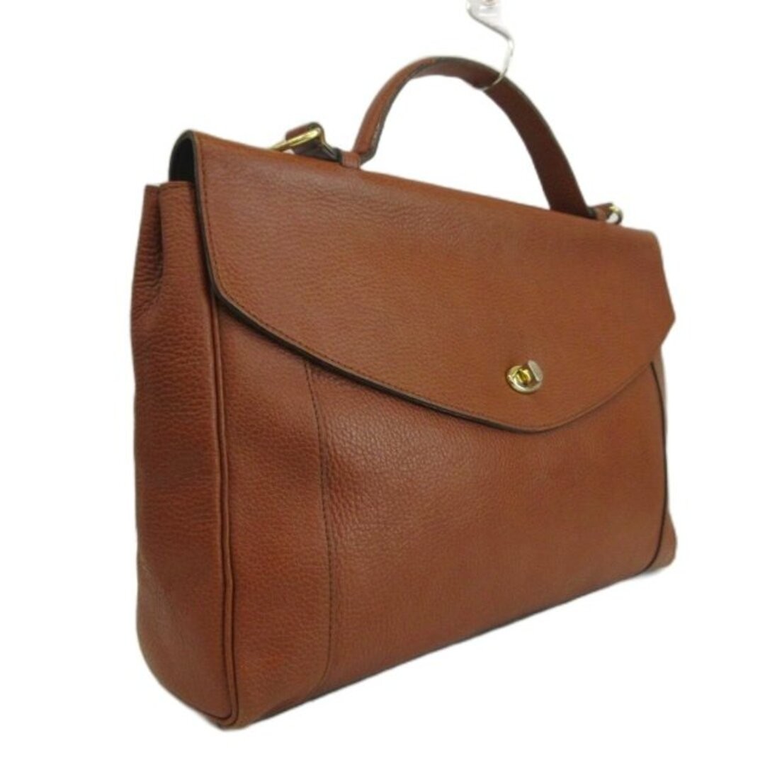 Monica Business Bag Briefcase Shoulder 2 Way Leather Turnlock Brown XZ Used feae