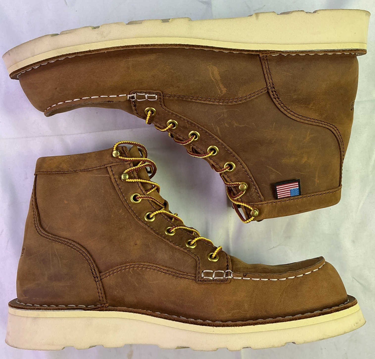 Danner Bull Run Men’s 6″ Soft Toe Leather Work Boots-Brown-Size: 8.5 D