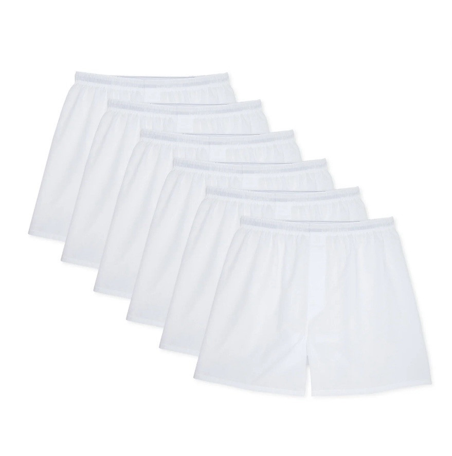 6-Pack HANES Men’s S/P Tagless Woven White Boxers Soft Breathable No Gap Fly