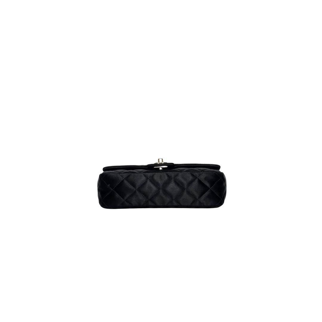 Chanel Classic Mini Rectangle Silk GHW Black Bag 18x9x5cm SN: 21827026