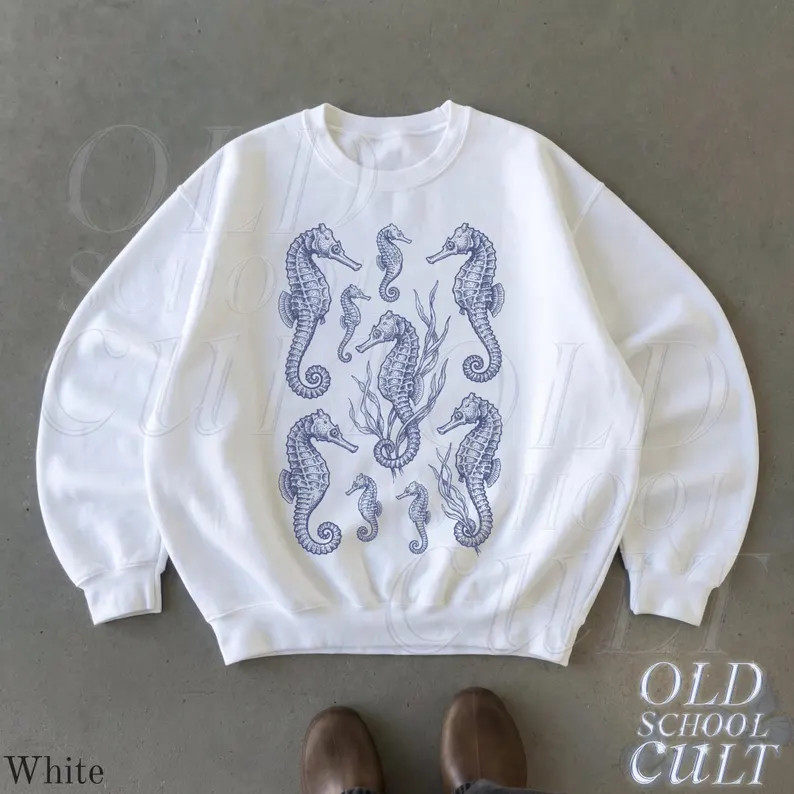 Vintage Seahorse Tattoo Style Sweatshirt