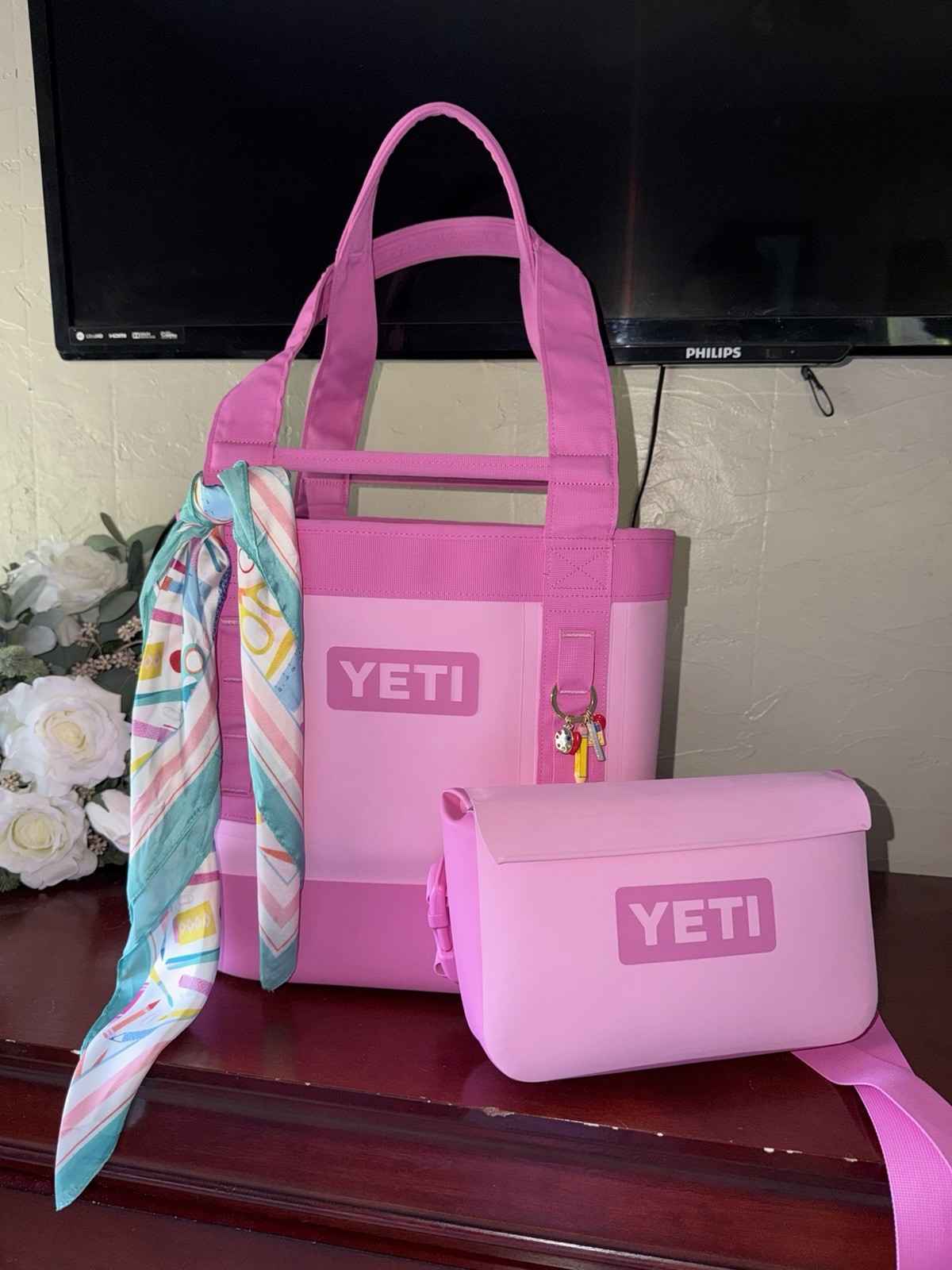 YETI power pink collection, Camino, dry bag, and cups