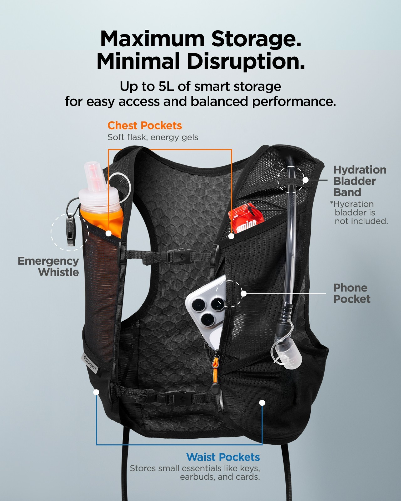 Spigen Dynamic Shield™ Running Vest Reflective Lightweight Multi-Pocket