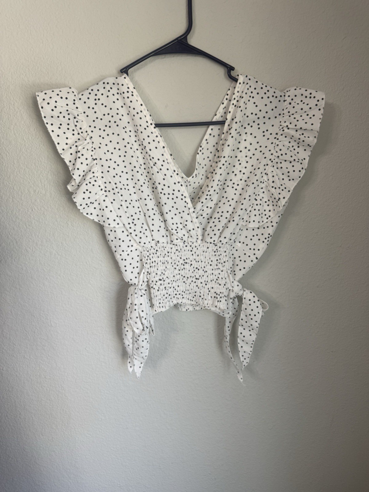 LYANER Women’s White Polka Dot Blouse Size Small