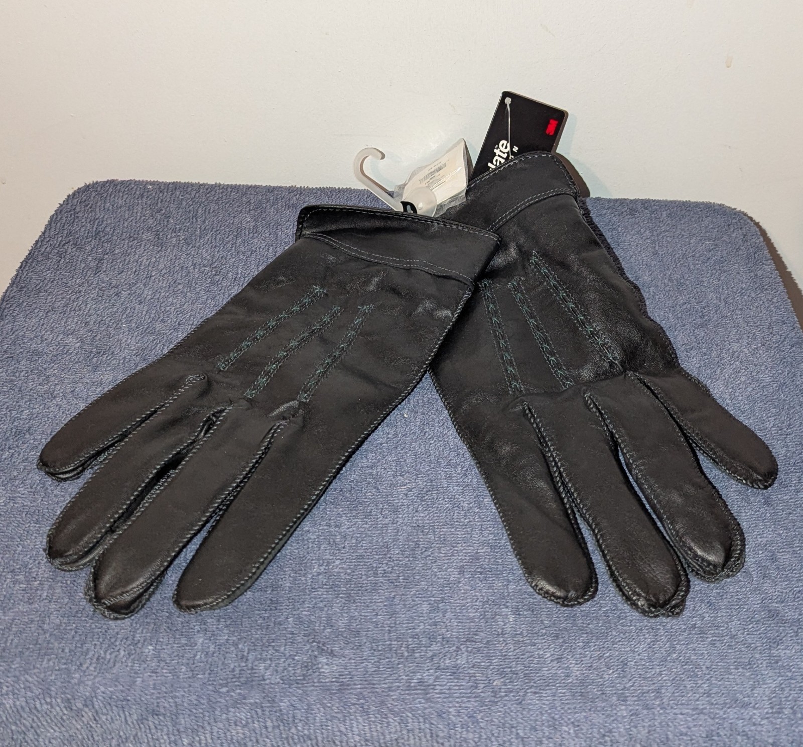 Vintage Y2k Gap Leather Gloves Mens Size L Black Brand New Thinsulate
