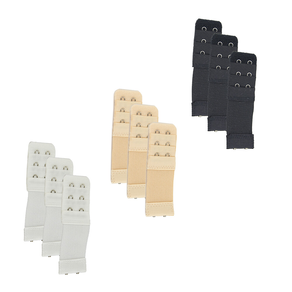 More of Me to Love Bra Stretch Extender 9Pack – Black, White, Beige – 2/3/4-Hook