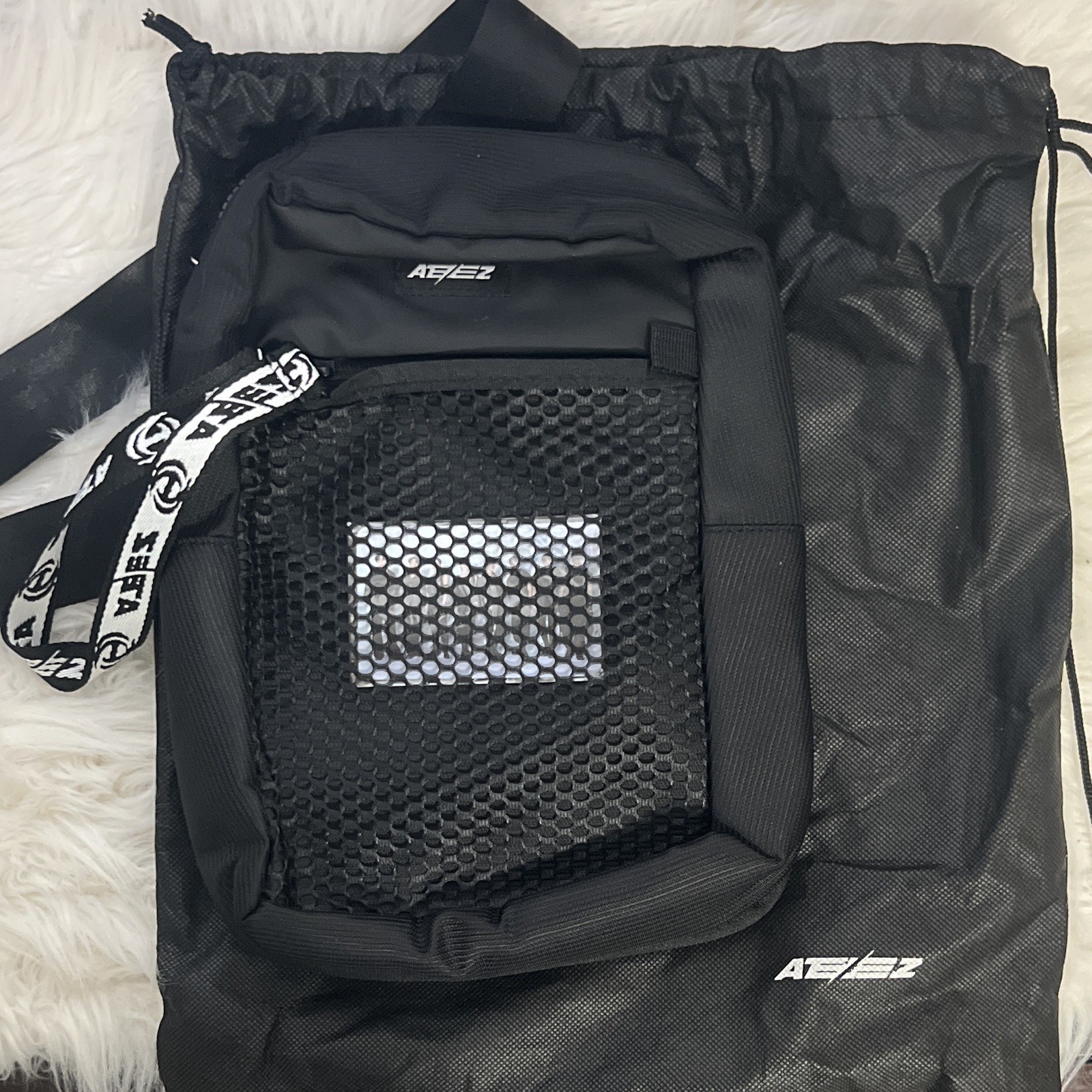 ATEEZ World Tour The Fellowship: Break The Wall Black Sling Bag Zip Strap