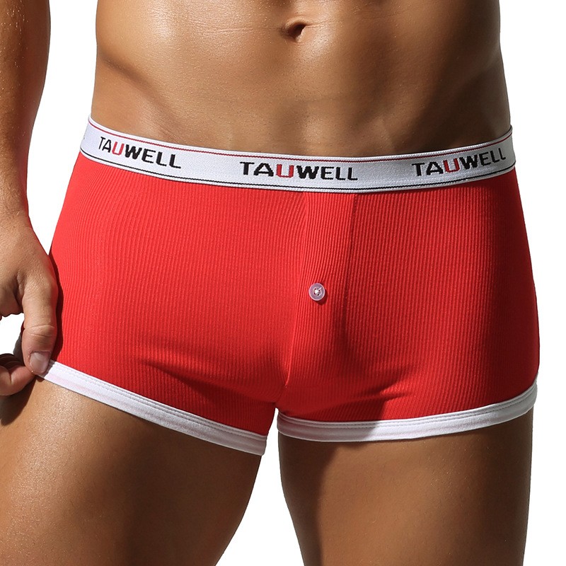 Tauwell Brand Men’s Cotton Boxer Briefs Middle Waist Shorts Breathable Underwear