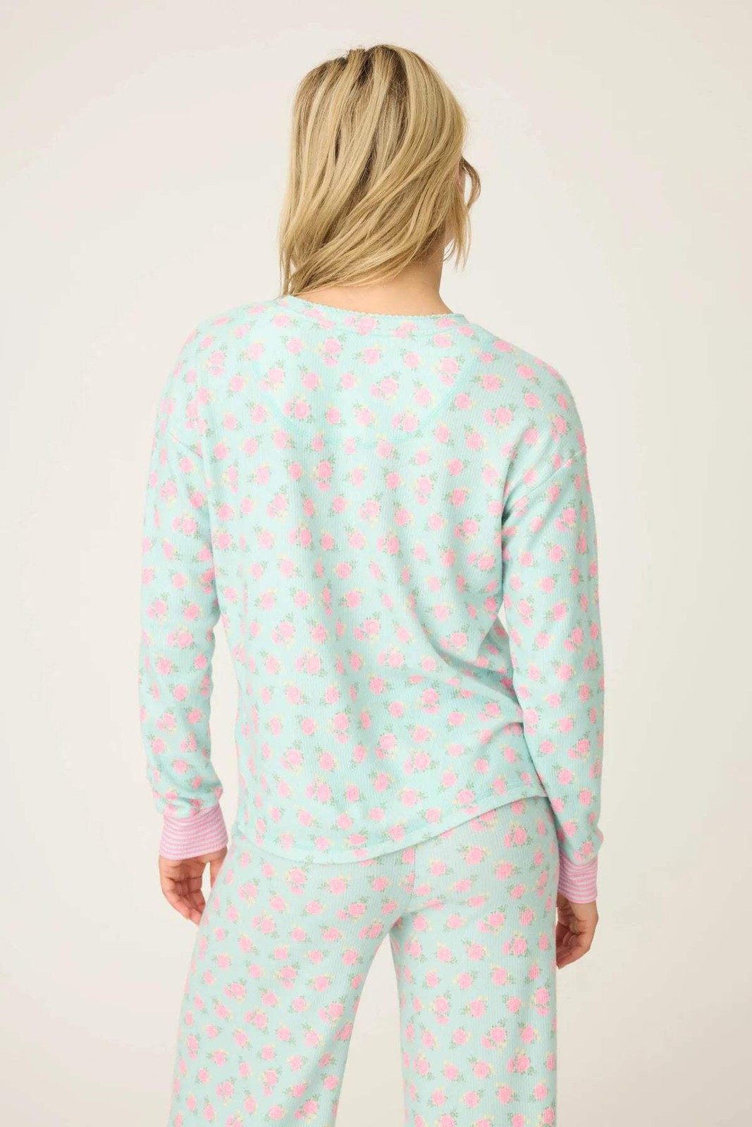 PJ Salvage Light Mint Secret Garden Floral Long Sleeve Pajama Set RUSGLS1/RUSGP1