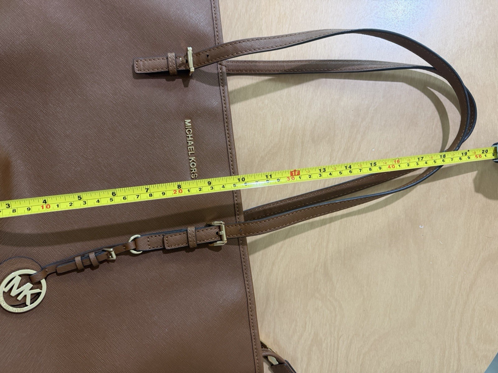 MICHAEL KORS SAFFIANO LEATHER TOTE BAG Large Brown