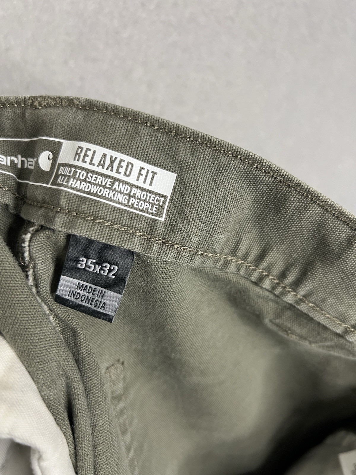 Carhartt Moss Green Canvas Double Knee Pants Mens 102802-MOS 35×32
