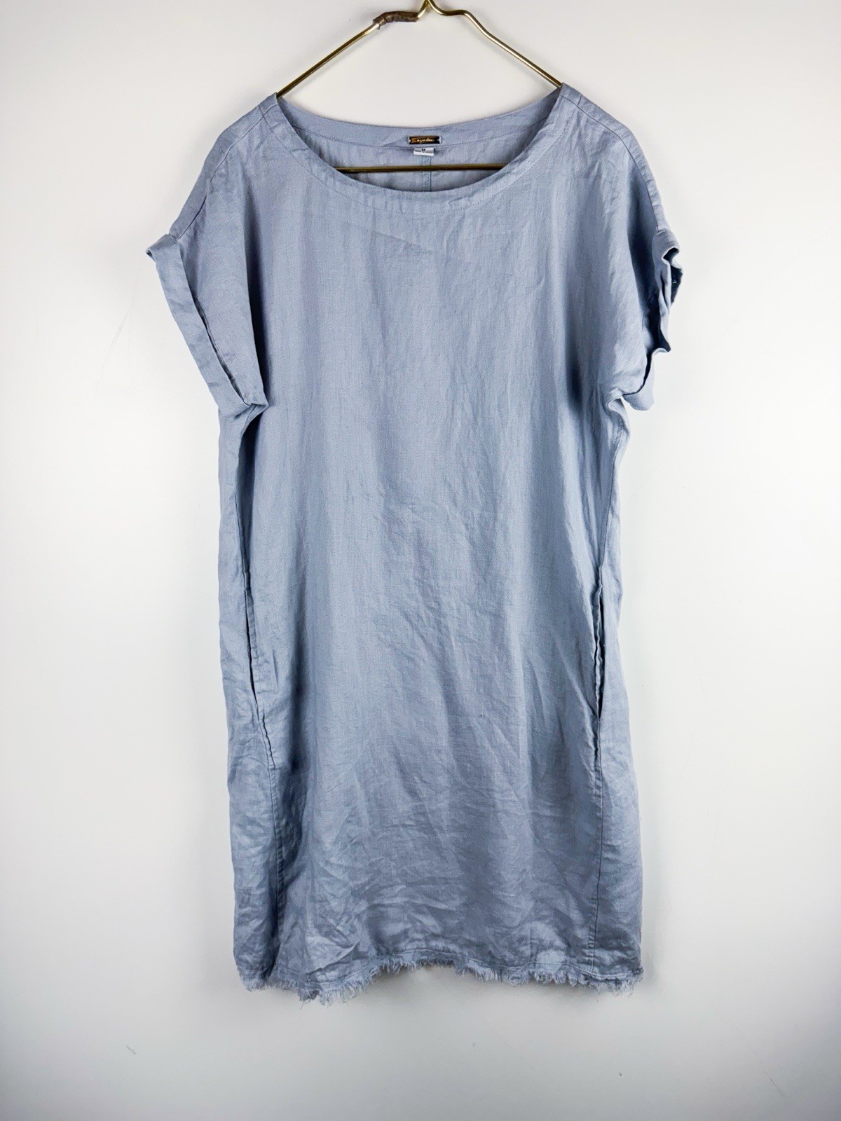 Magaschoni 100% Linen Dress Sz M Minimalist Breathable Neutral Relaxed Beachy