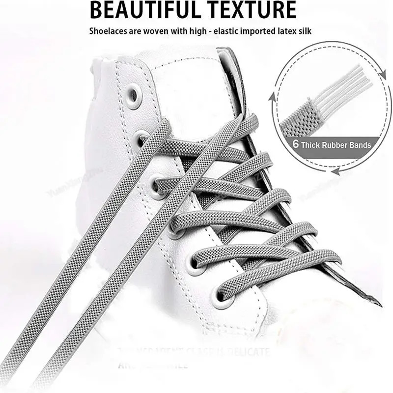 1Pair Elastic laces Sneakers Flats No tie Shoelace Sports Stretchy lazy Shoelace