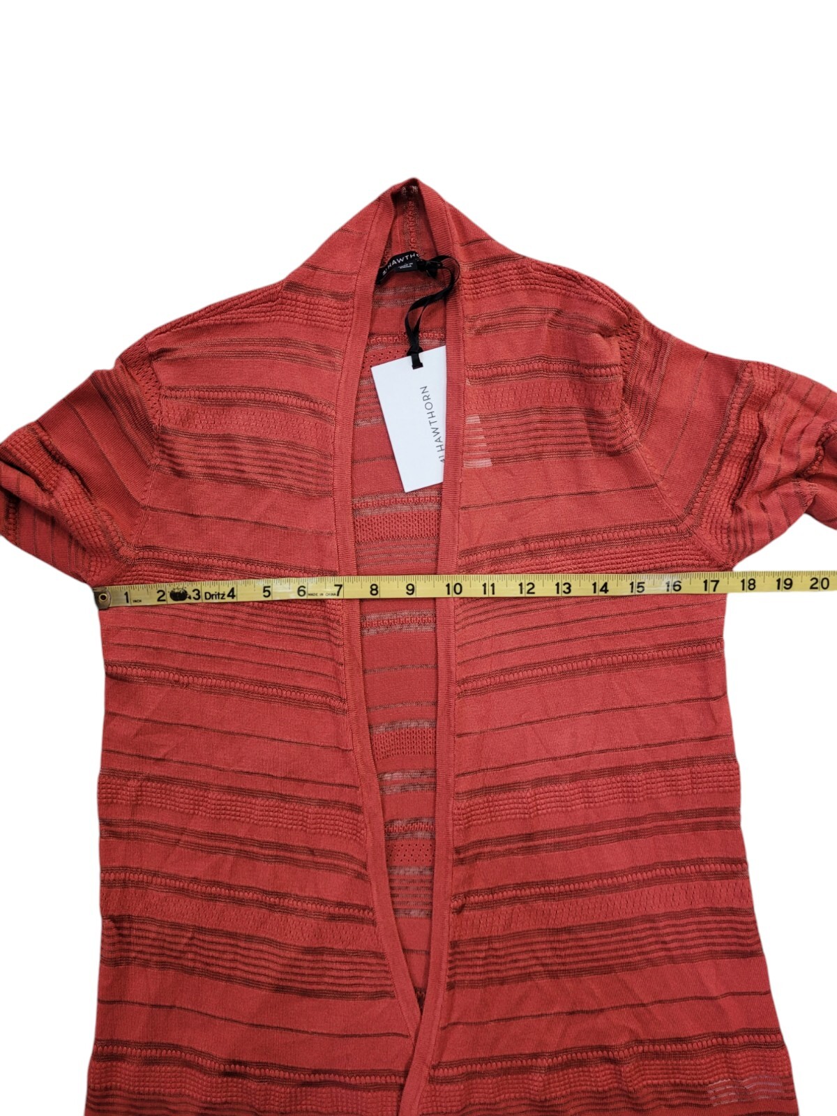 New 41 HAWTHORN M Stripe Open Front Textured Cardigan Women