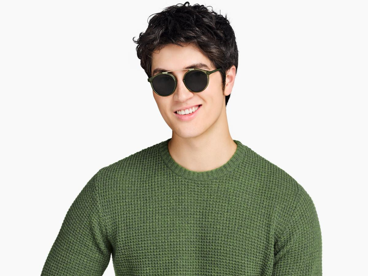 Warby Parker COOPER Sunglasses SEAWEED CRYSTAL Grey lenses M 49-19-142 mm NWT*