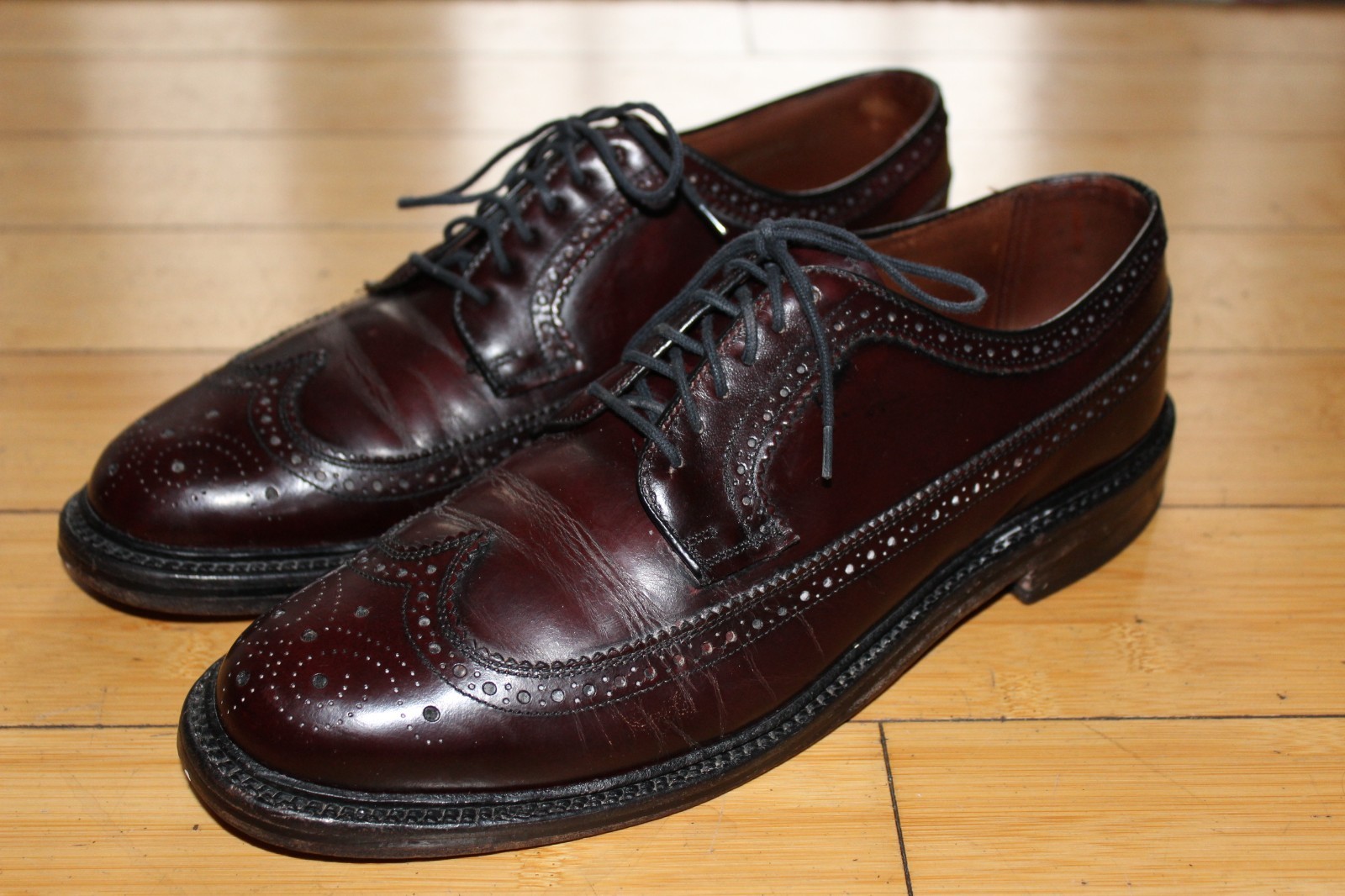 Vtg Bostonian Crown Windsor 9.5 D Leather Wingtip Oxford Dress Shoes Land Laster