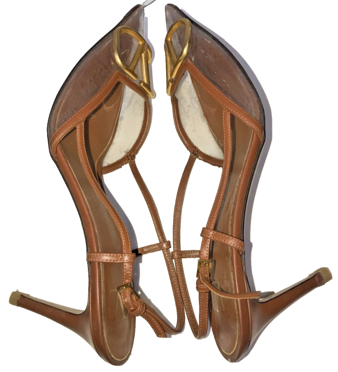 Valentino Garavani Vlogo Brown Pointed Toe Transparent Slingback Pump SZ 40