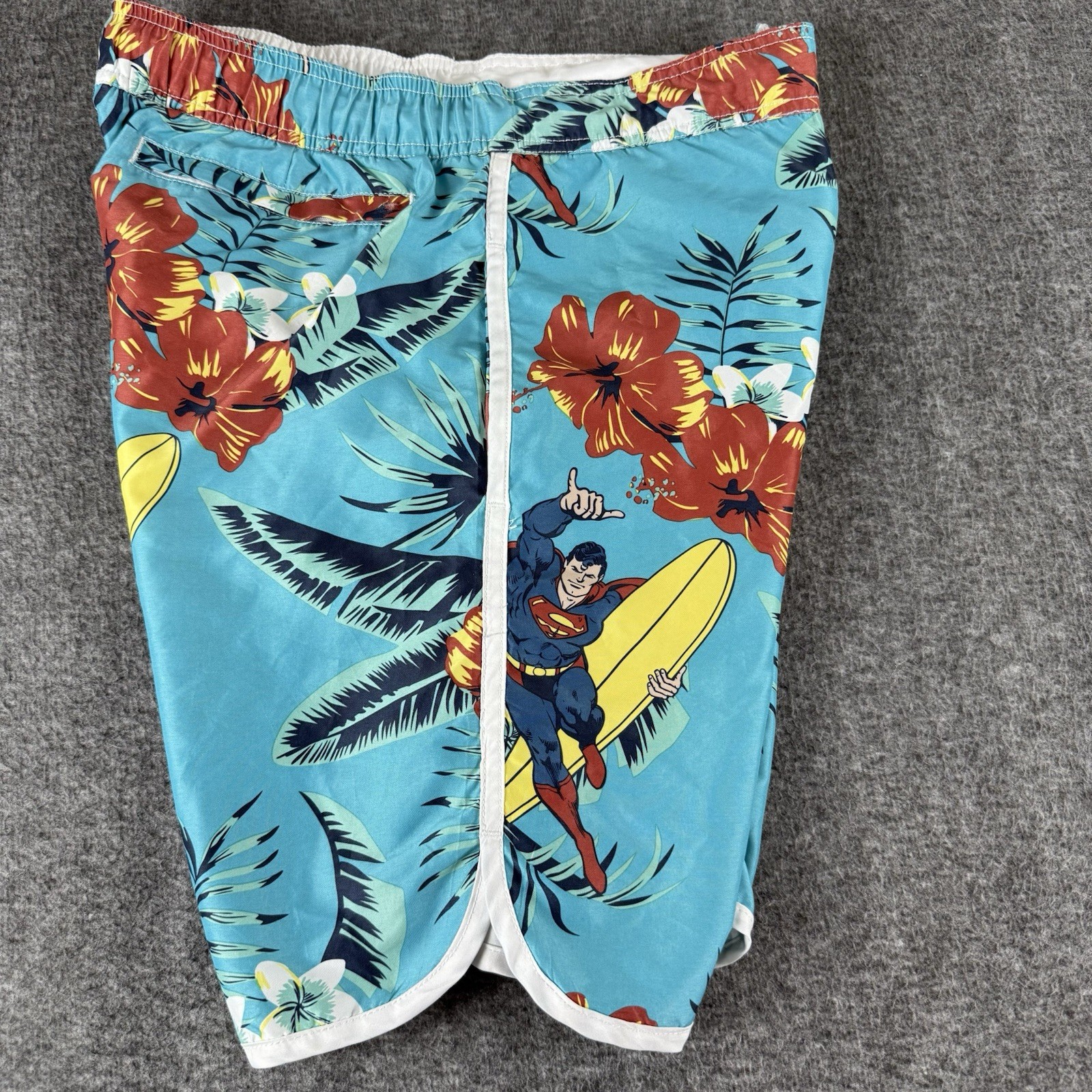 Superman DC Comics Mens Board Shorts Swim Trunks Hawaiian Surf Blue Size S