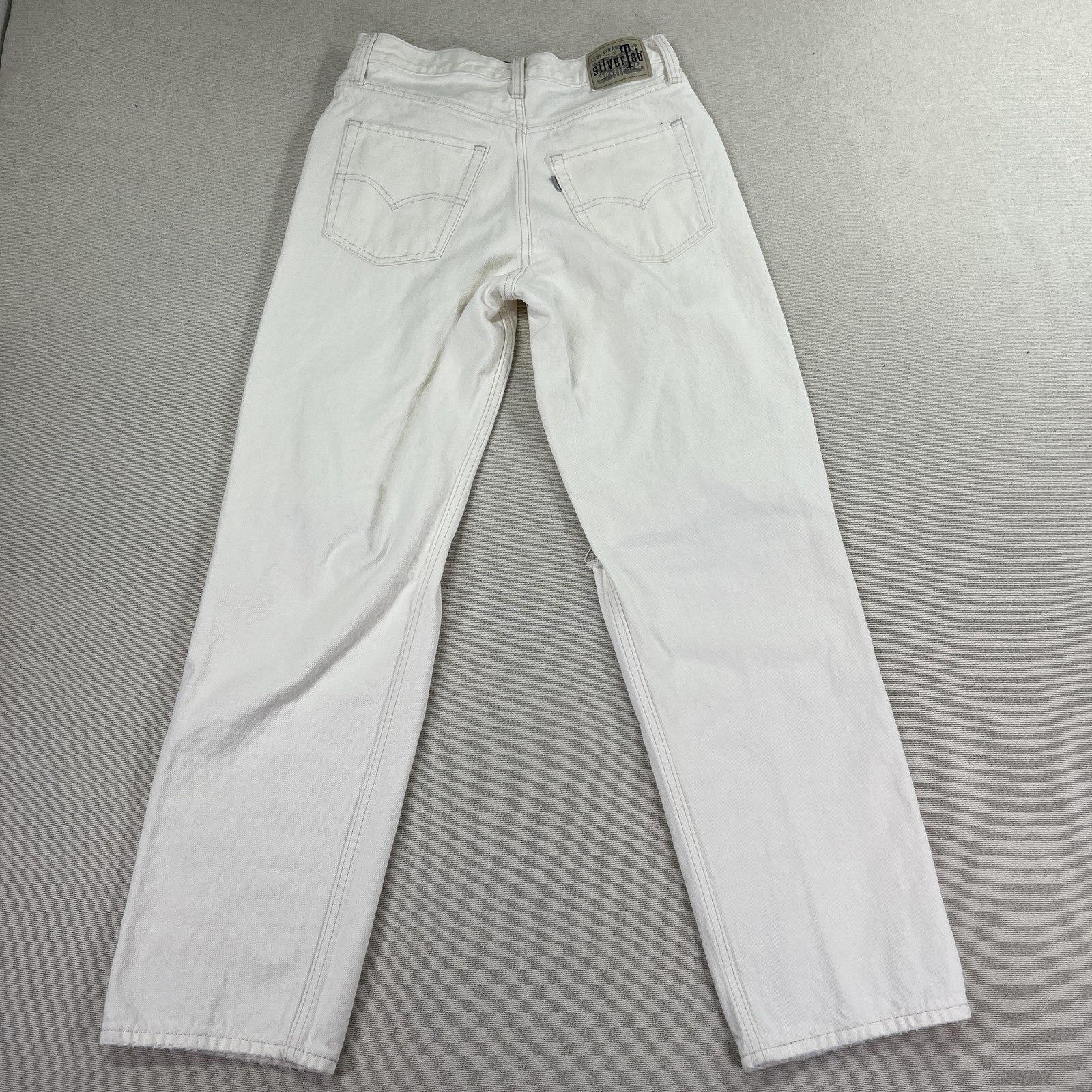 Levi’s SilverTab 94 Baggy Jeans Womens 28×30 White High Rise Straight Distressed