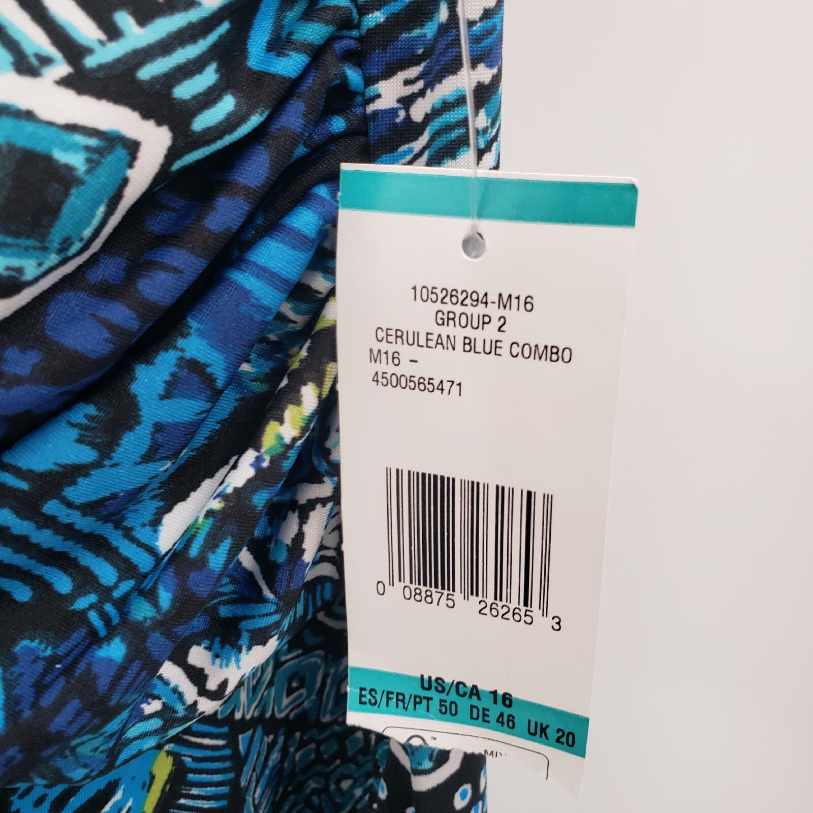 Kasper Sleeveless Sheath Dress Womens Size 16 Geometric Print Faux Wrap