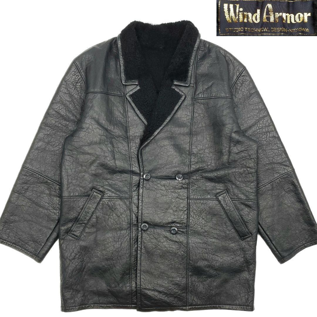 Premium Leather Black Coat Pre Owned Very Good Condition Japan