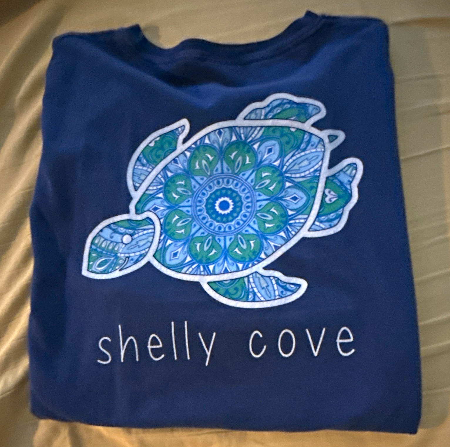Comfort Colors Men’s XL Blue Shelly Cove Sea Turtle Graphic Tee Crew Heavyweight