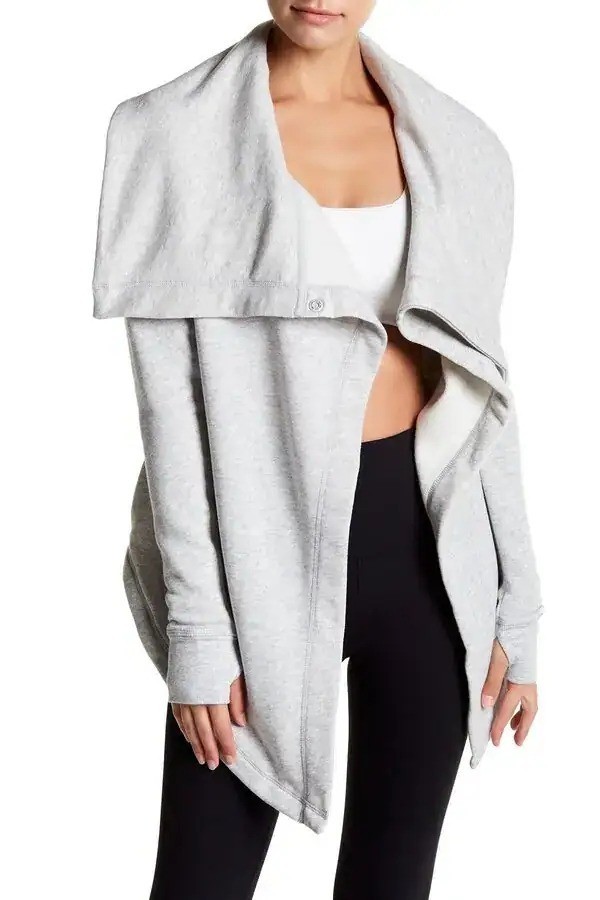 Z by Zella Gray Studio Wrap Coat Jacket Sweater Cardigan Yoga Size S Sweatshirt