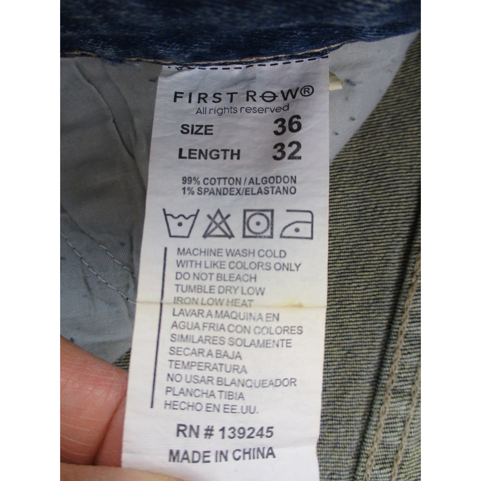 First Row Jeans Men 36 Blue Straight Fit Y2K Distressed Patchwork Splatter
