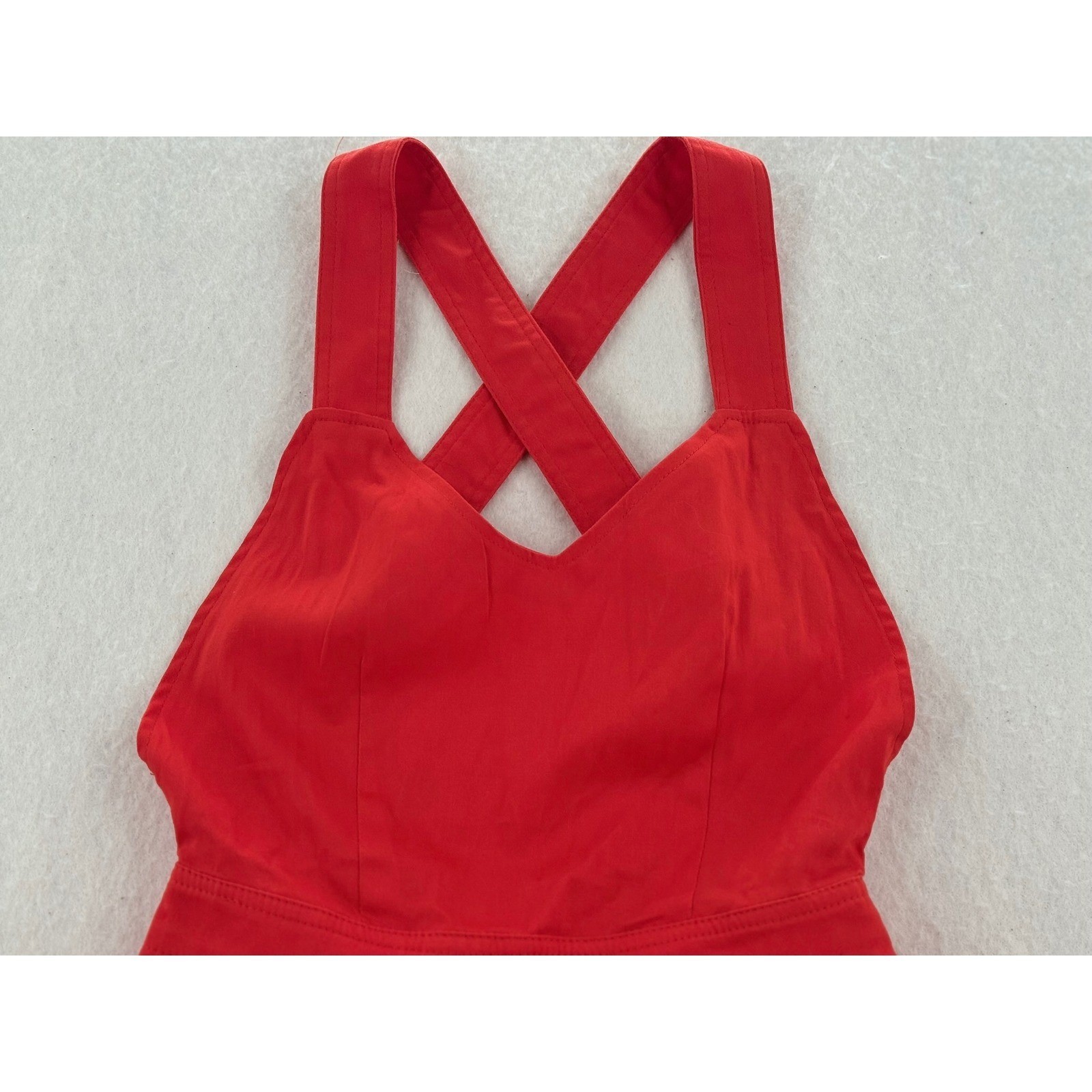 Unbranded – Sun Dress Criss Cross Back Pleated Pockets – Red – Small – Women