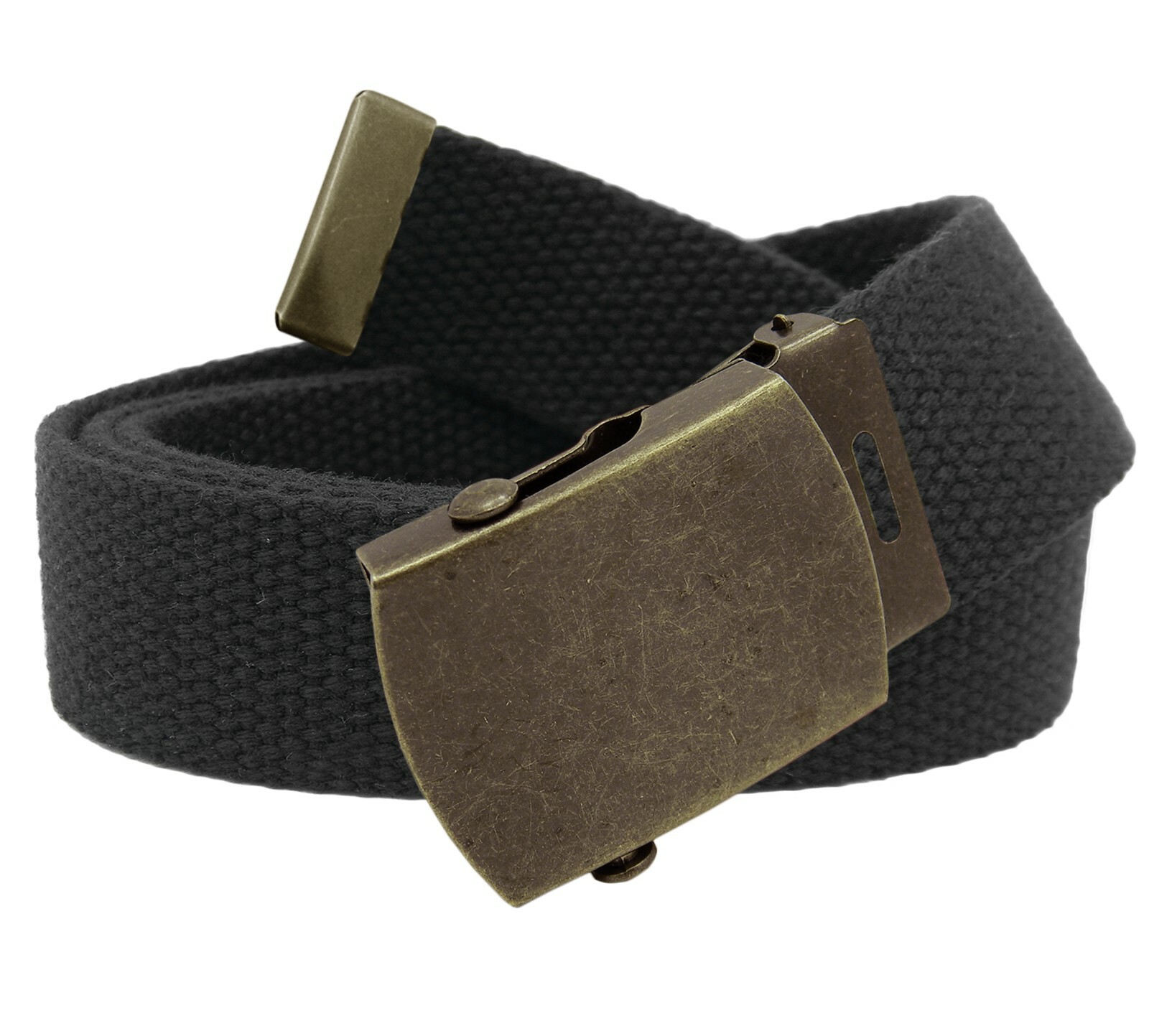 Build A Belt Men’s Classic Antique Gold Slider 1.25″ Buckle with Canvas Web Belt
