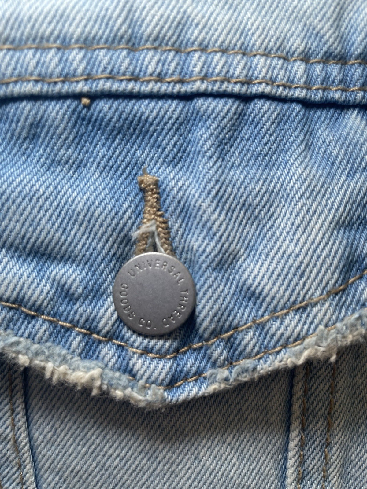 NWT XS Oversized Blue Light Wash Denim Jacket Button Front Pockets
