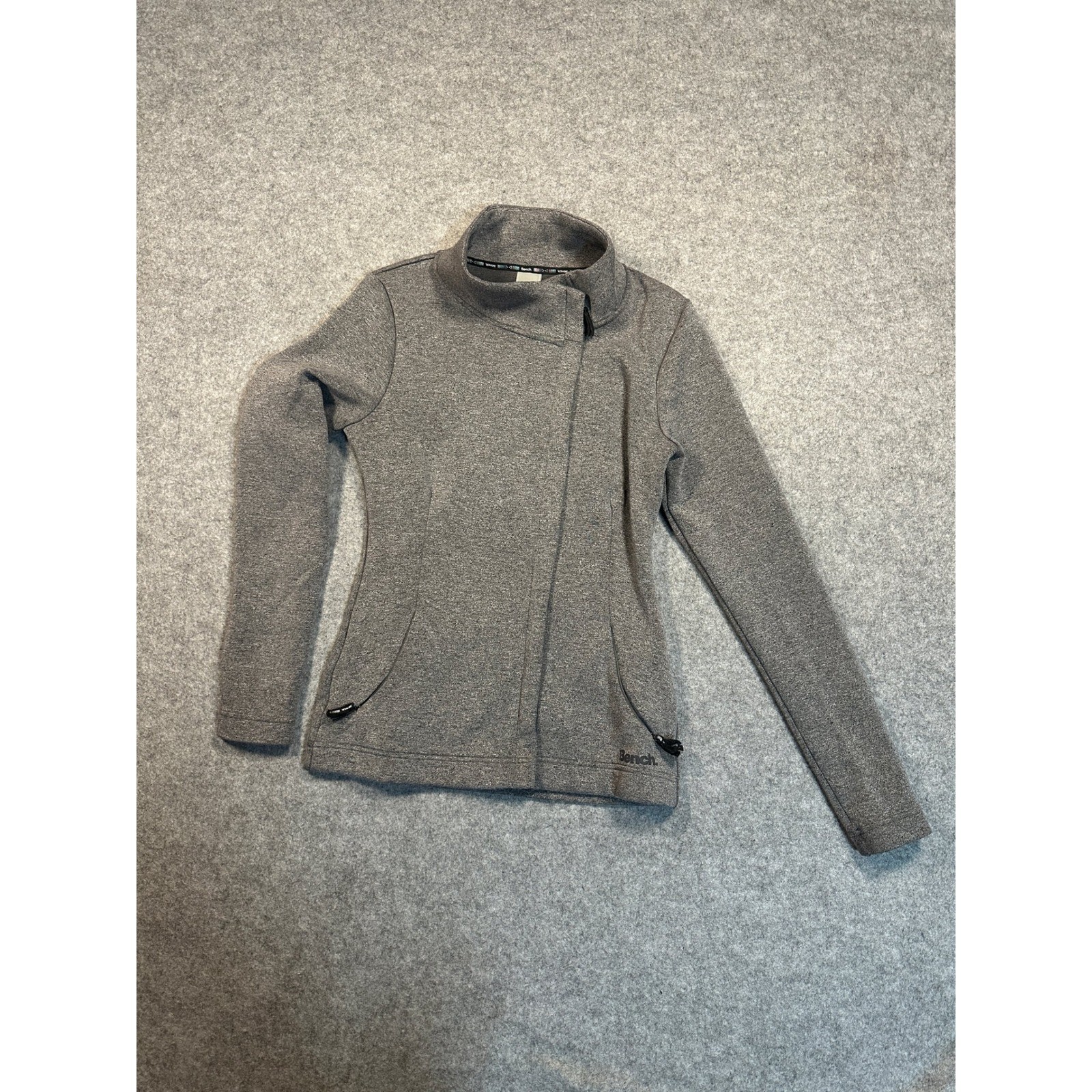 Bench Women’s Gray Asymmetrical Full Zip Fleece Jacket Mock Neck Small