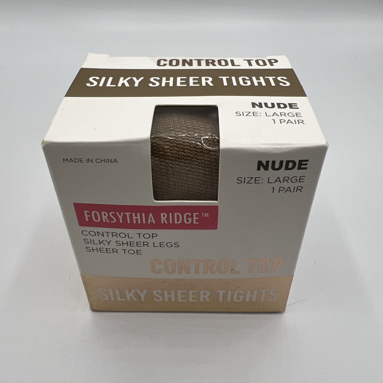 Forsythia Ridge Women’s Nude Silky-Sheer Control Top Tights Sz: LRG NIP