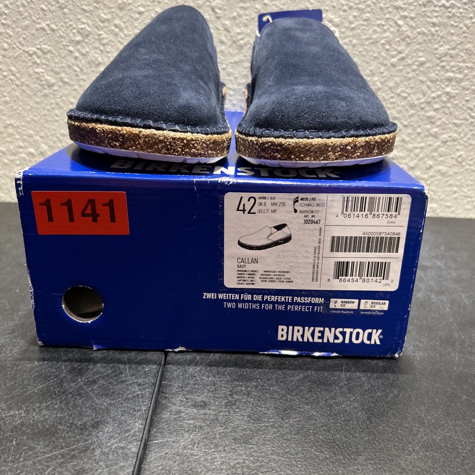 Birkenstock Callan Suede Navy EU 42 US L11 M9 Womens Mens