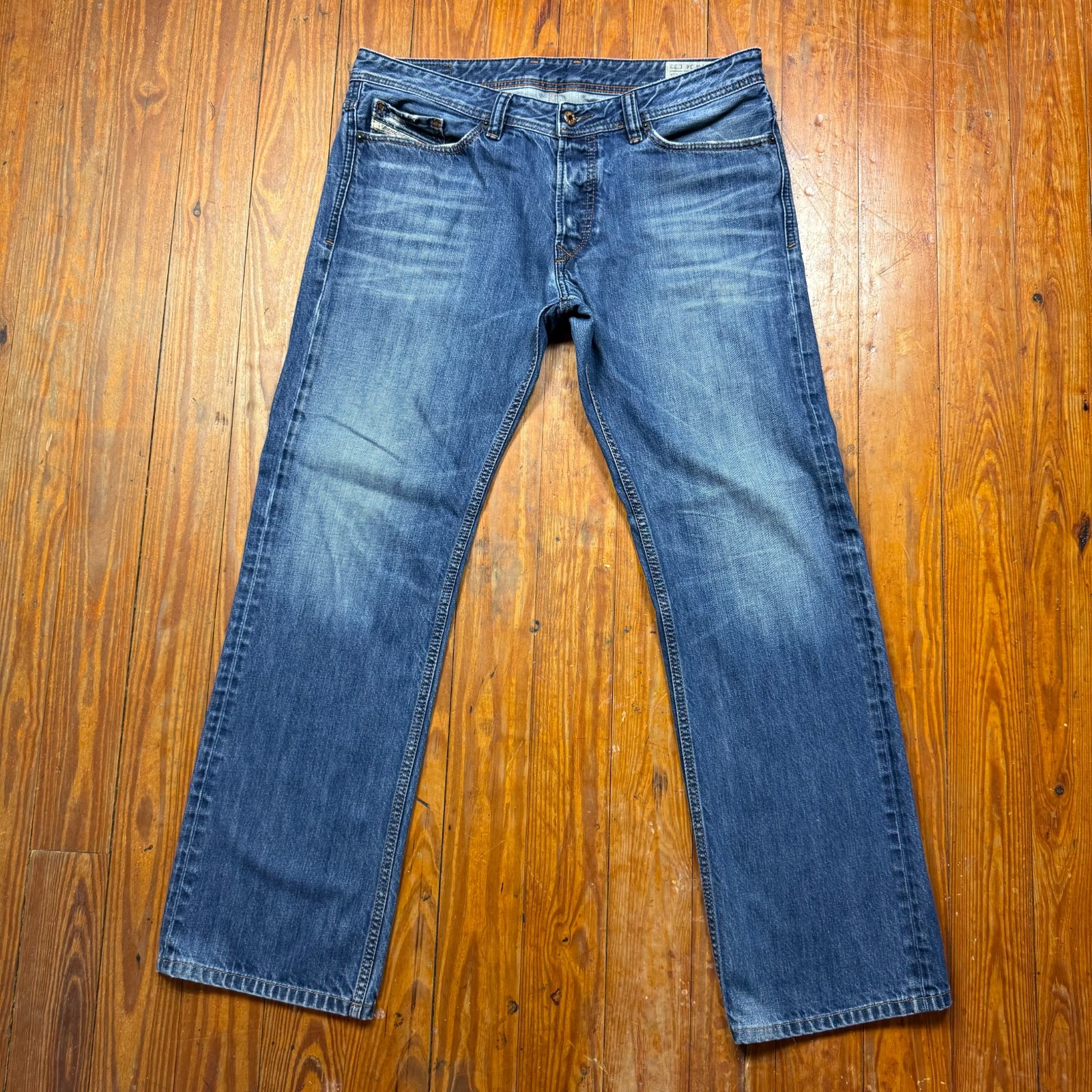 Diesel Viker Jeans Mens Size 36×31 Blue Denim Regular Straight Wash 0817G