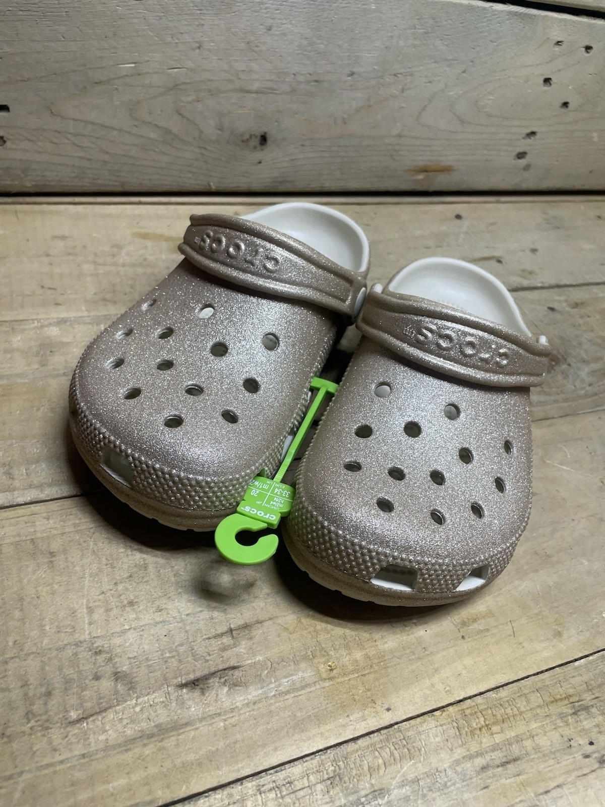 Crocs Shoes W 4 M 2 Glitter Champagne Classic Clog Gold