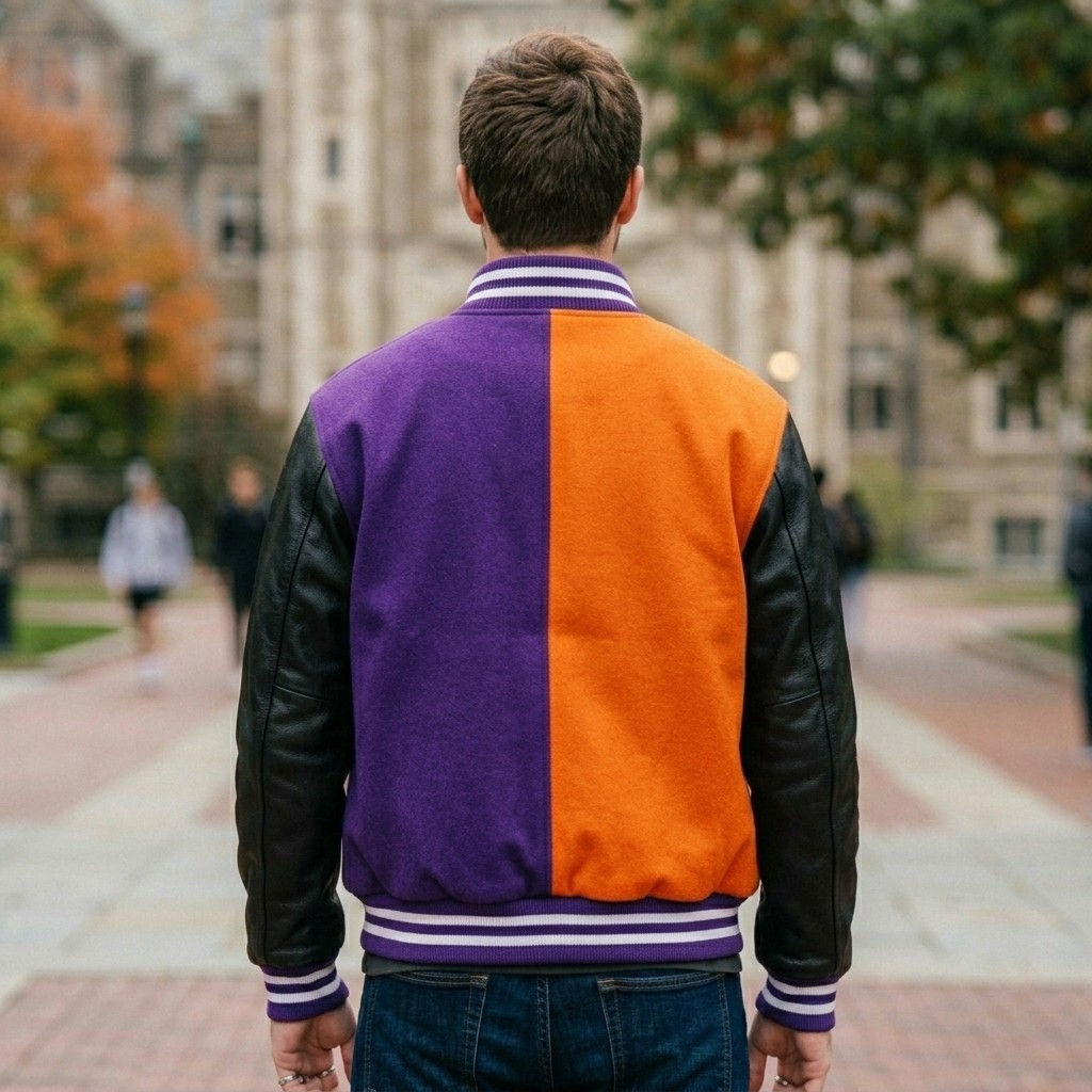 Bomber Varsity Multi color Real Cowhide leather College Sports Letterman Jacket