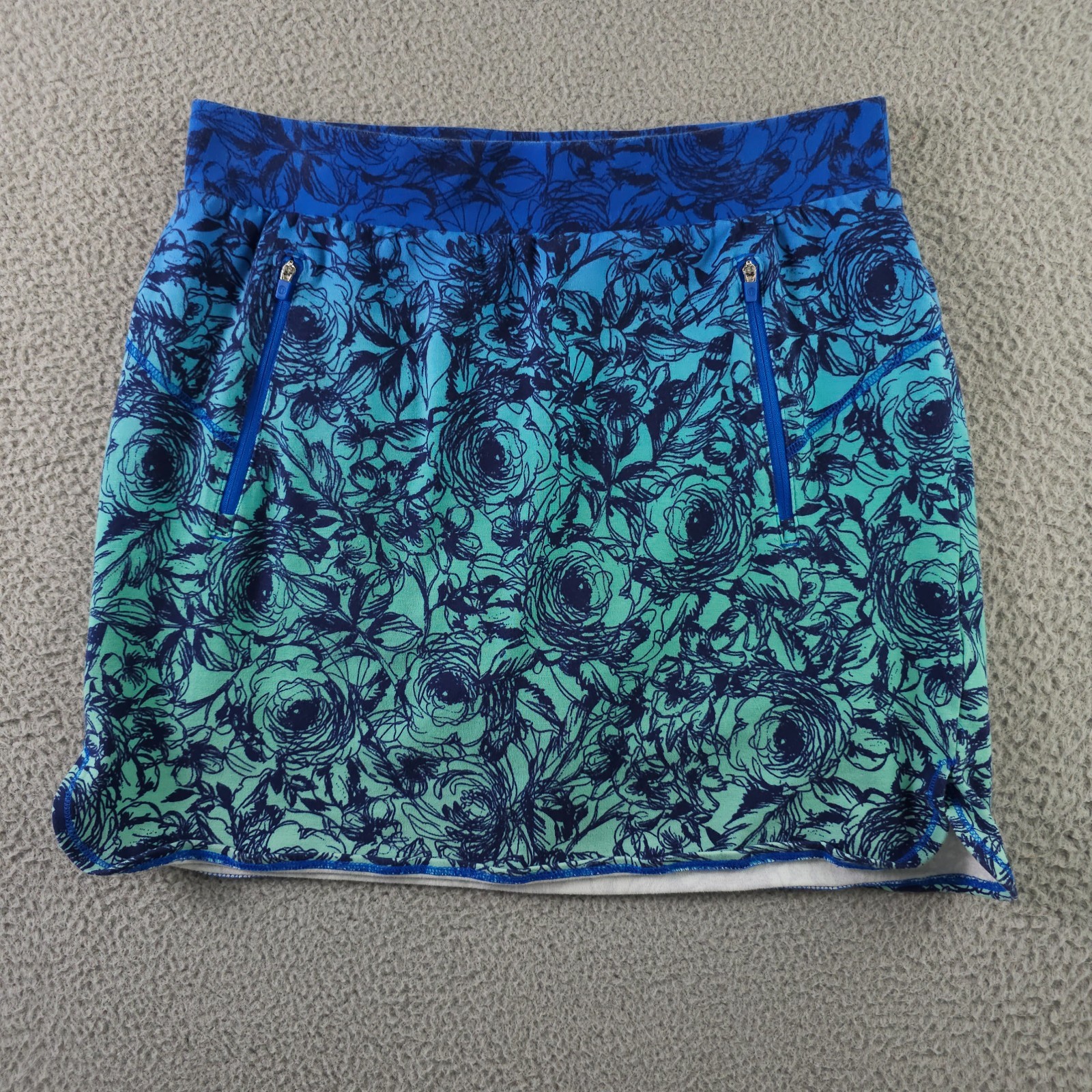 T by Talbots Skort Womens Medium Blue Floral Ombre Pull On Skirt Athleisure