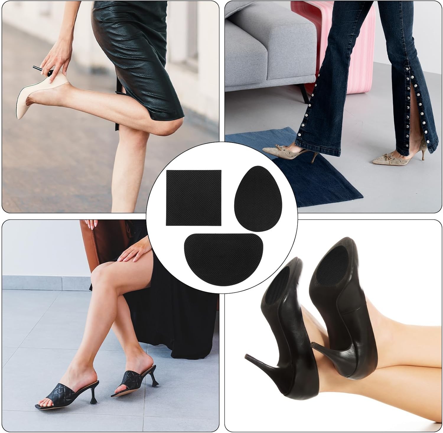 24 Pcs Non-Slip Shoe Pads Self Adhesive Sole Protector Heel Grips Black